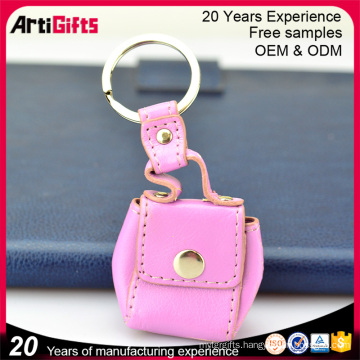 Personalized pu leather bag shaped mini coin purse keychain